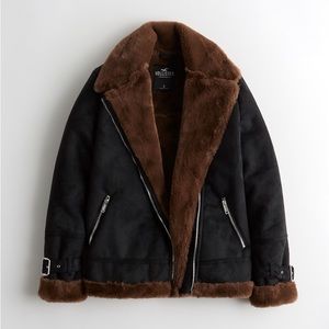 Hollister Faux Shearling Biker Jacket